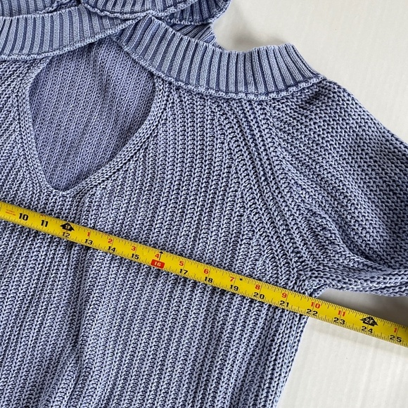 Free People Off Shoulder Cutout Pullover Chunky Knit Top Stretch Sweater, Size L - Picture 9 of 12